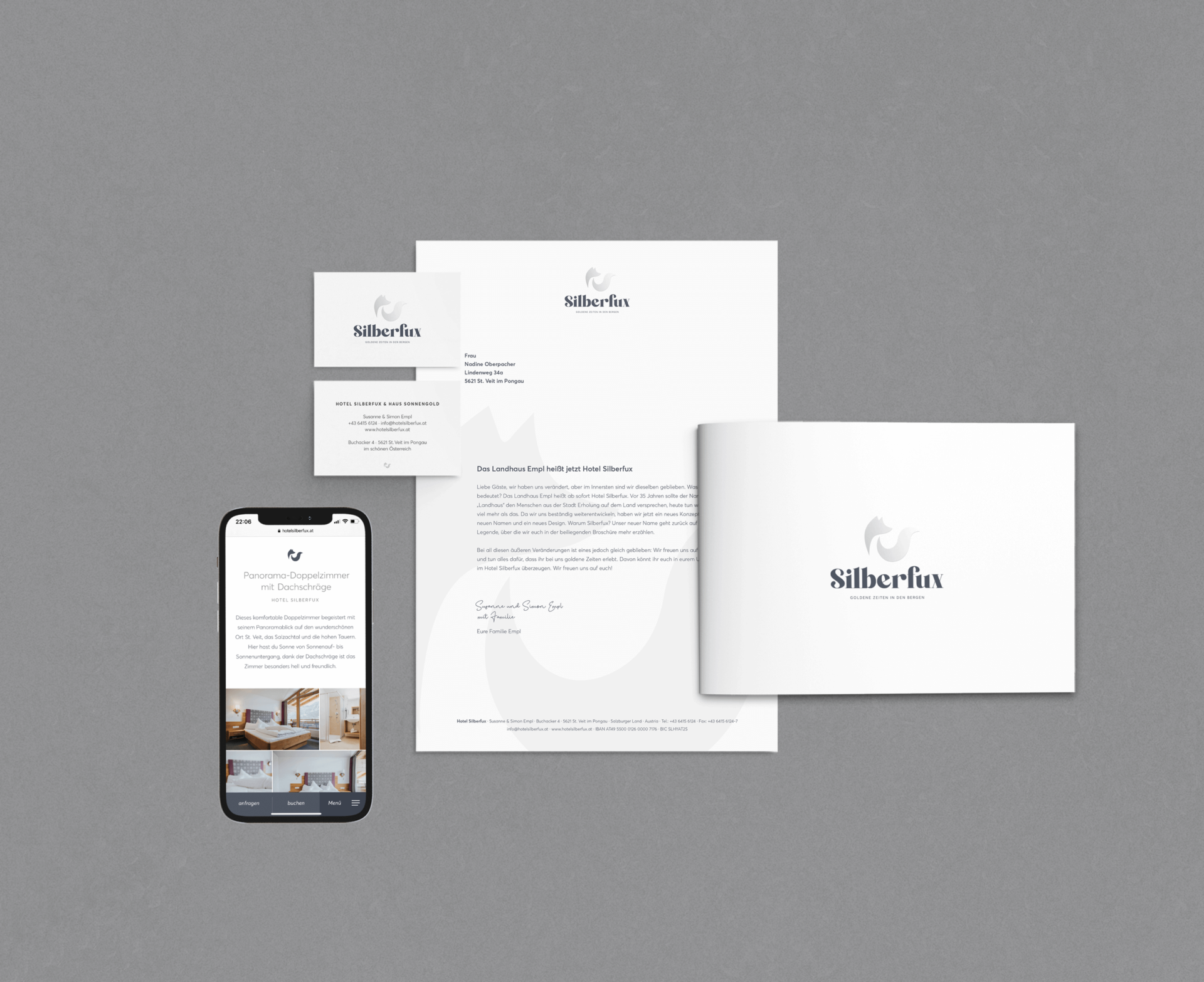 Geschäftsausstattung, Briefpapier, Visitenkarten und Folder