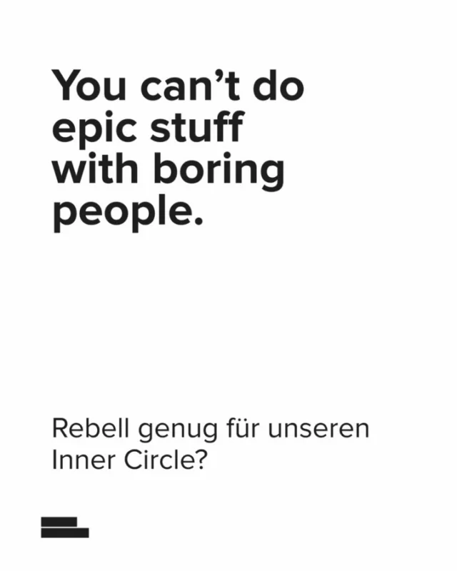 You can’t do epic stuff with boring people. Rebell genug für unseren Inner Circle? Wir suchen Menschen, die lieben, was sie tun, Verantwortung übernehmen und mit uns wachsen.

Das Rebell Netzwerk ist groß. Der Inner Circle blieb bewusst klein. Jetzt öffnen wir ihn für dich, wenn du mitdenken und mitgestalten willst.

– Designer:in / Art Director:in
– Web-Developer:in

Remote Work war bei uns eine bewusste Entscheidung schon lange, bevor es dafür Schlagzeilen gab. Arbeit ist Teil des Lebens. Und Leben braucht Freiraum. Wir prüfen keine Anwesenheit. Wir achten auf Verantwortung und Ergebnisse. Wenn das passt, vertrauen wir einander.

Du hast ein Zeugnis und einen Lebenslauf, auf den deine Eltern stolz sind? Schön für dich. 😉 Uns interessiert mehr das Papier, das deine Superkraft zeigt. Deine Art zu denken. Deine Perspektive. Was dich antreibt und was du möglich machen willst.

Überrasch uns.
Ich freue mich auf dich.

Nadine
nadine@rebellcreative.at